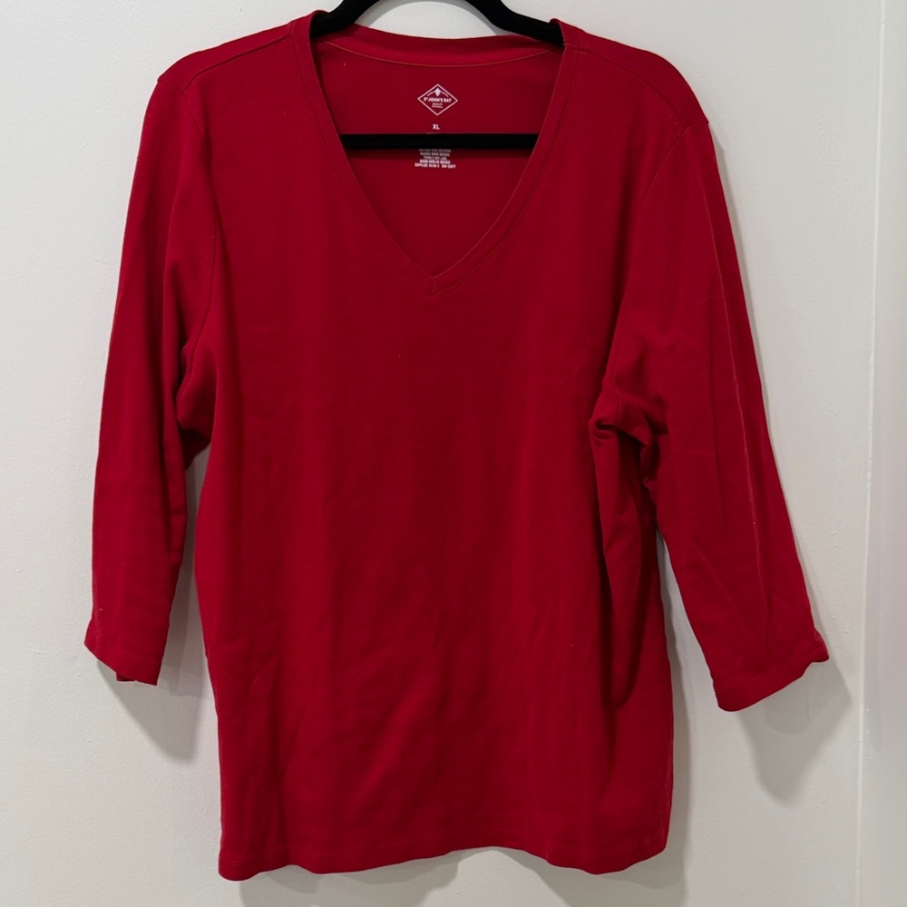 St. John's Bay Classic Red 3/4 length Sleeve Top
